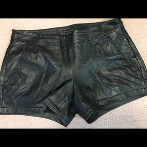 Theory Lamb Skin Leather Shorts
